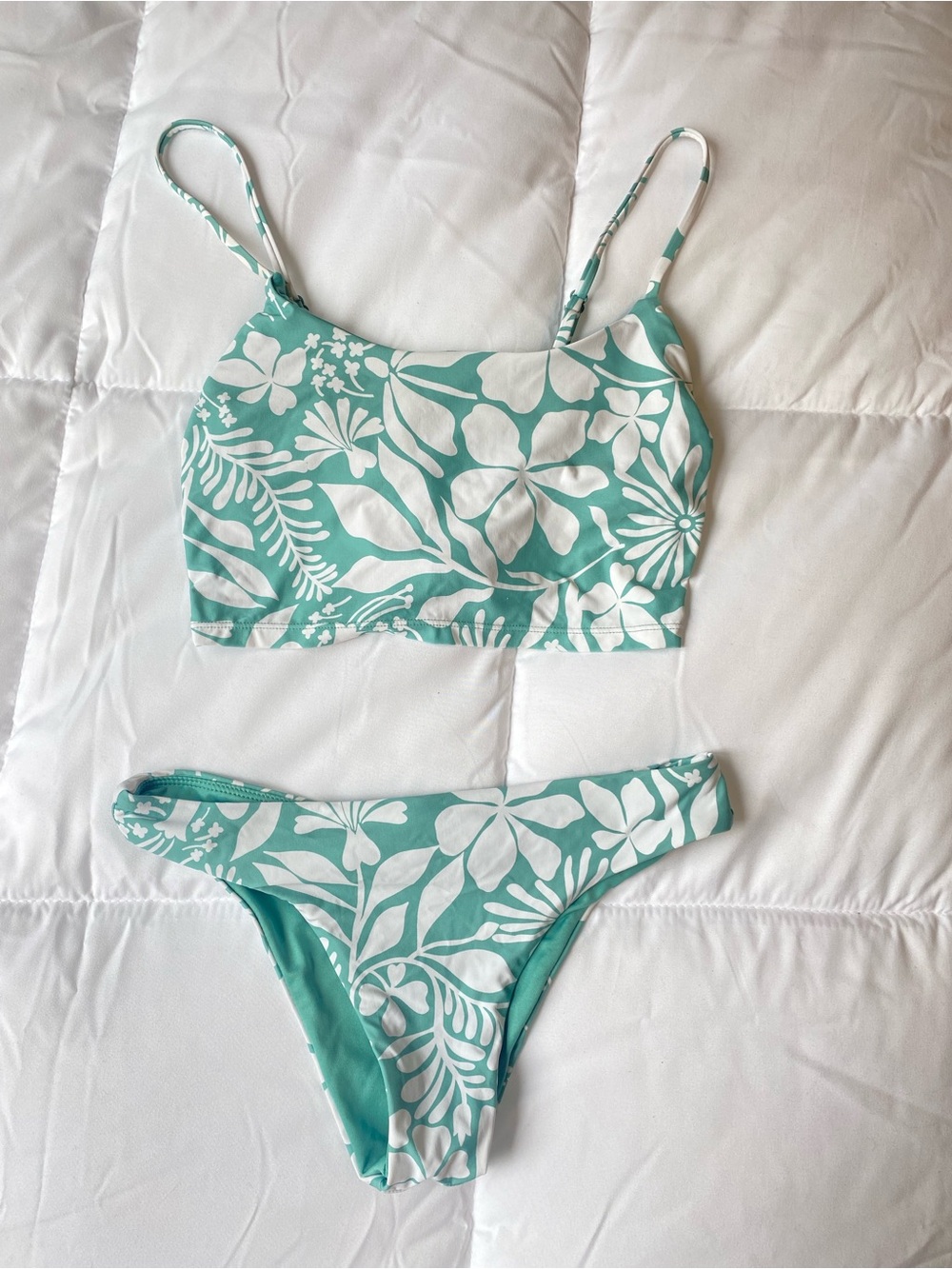 Roxy Mint Green & White Floral Two-Piece Bikini